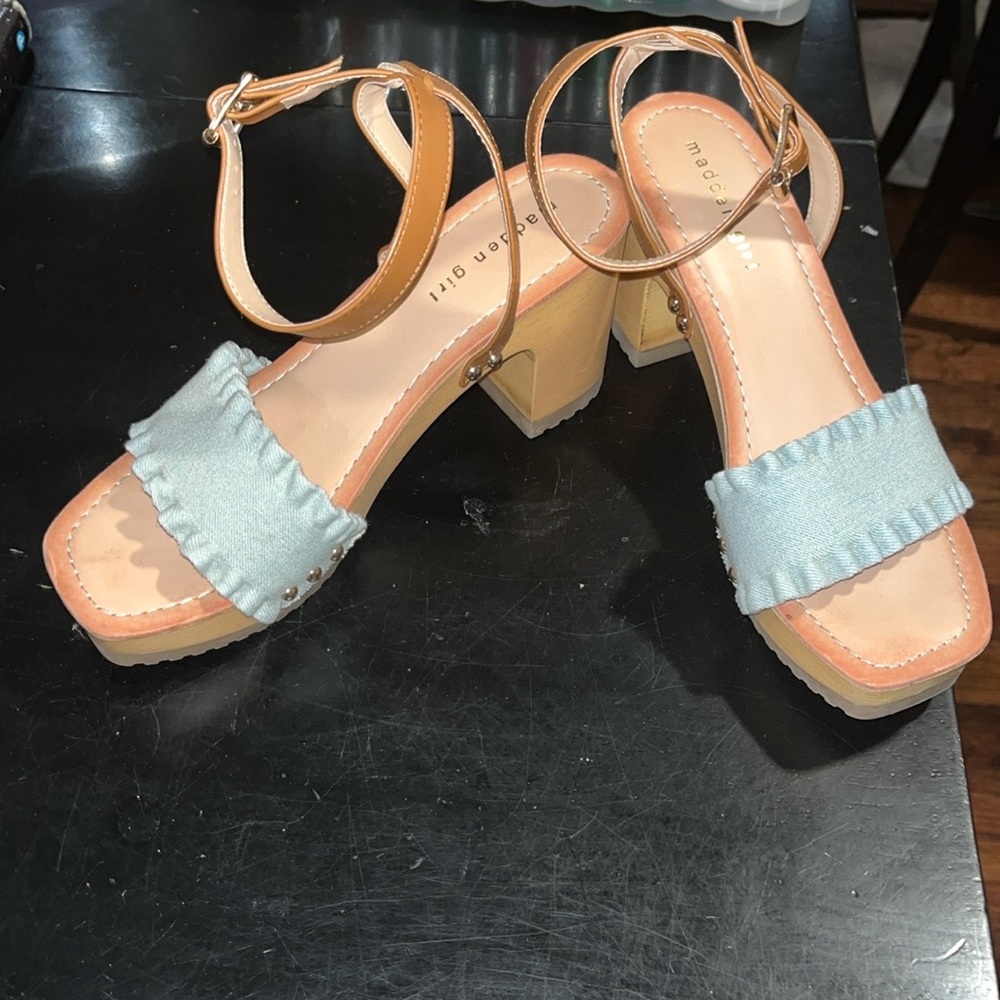 MADDEN GIRL CAMILA 9 BLOCK SANDALS LIGHT DENIM